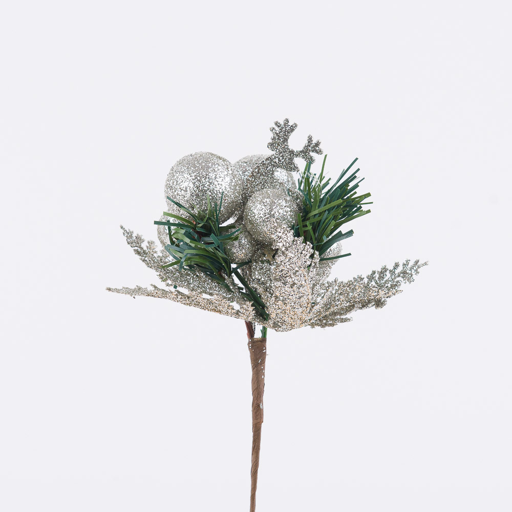 Crenguta decorativa silver glitter 1285